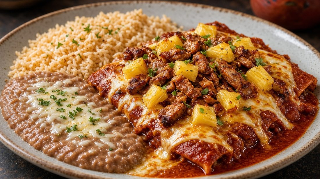Al Pastor (Marinated Pork) Enchilada