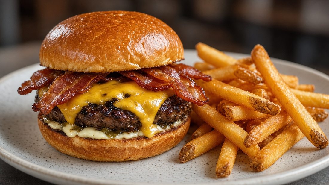 Bacon Burger and Fries
