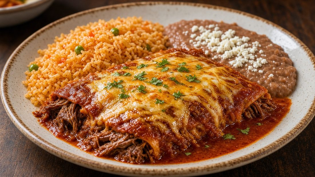 Barbacoa (Shredded Beef) Enchilada