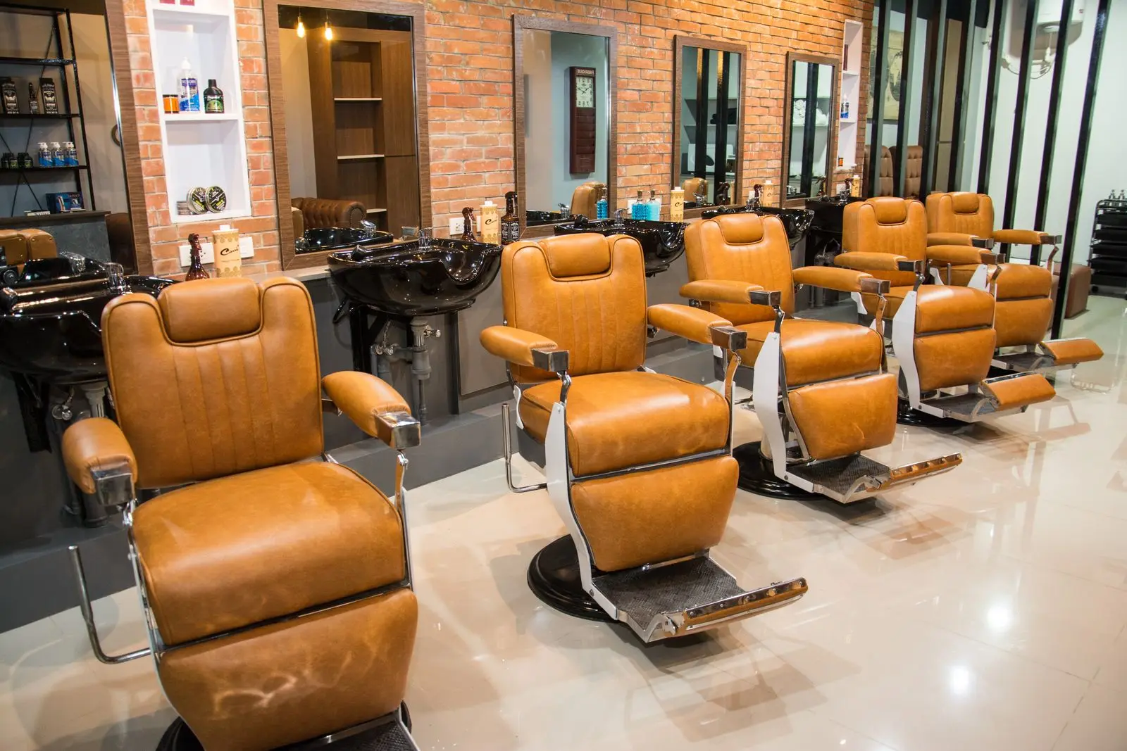 Vintage leather barber chairs