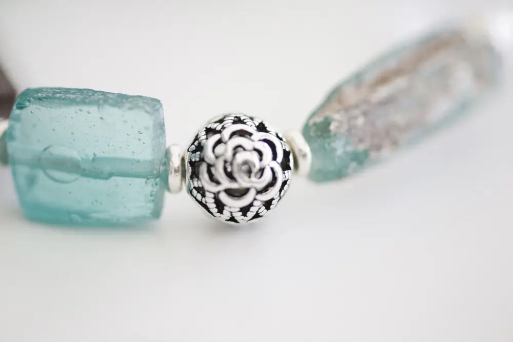 Silver and glass beads