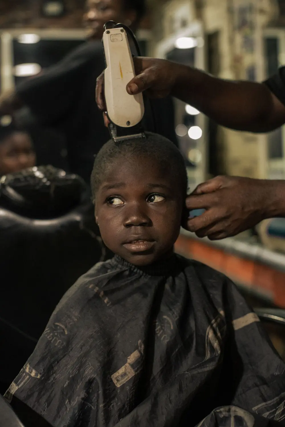 Boy getting a haircut