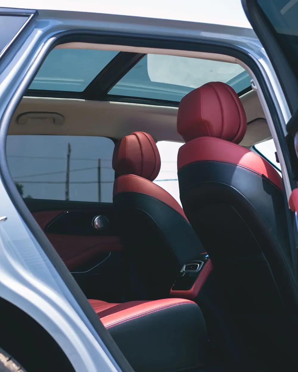 Stitched leather car seats