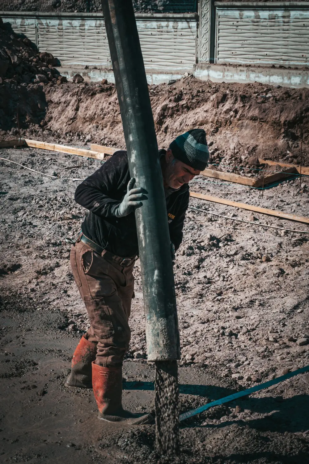 Concrete being poured on a job site