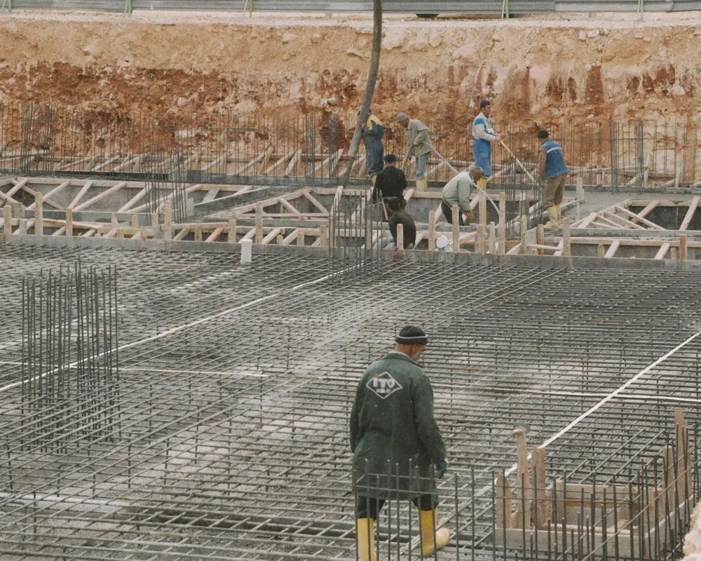 Crew building a foundation