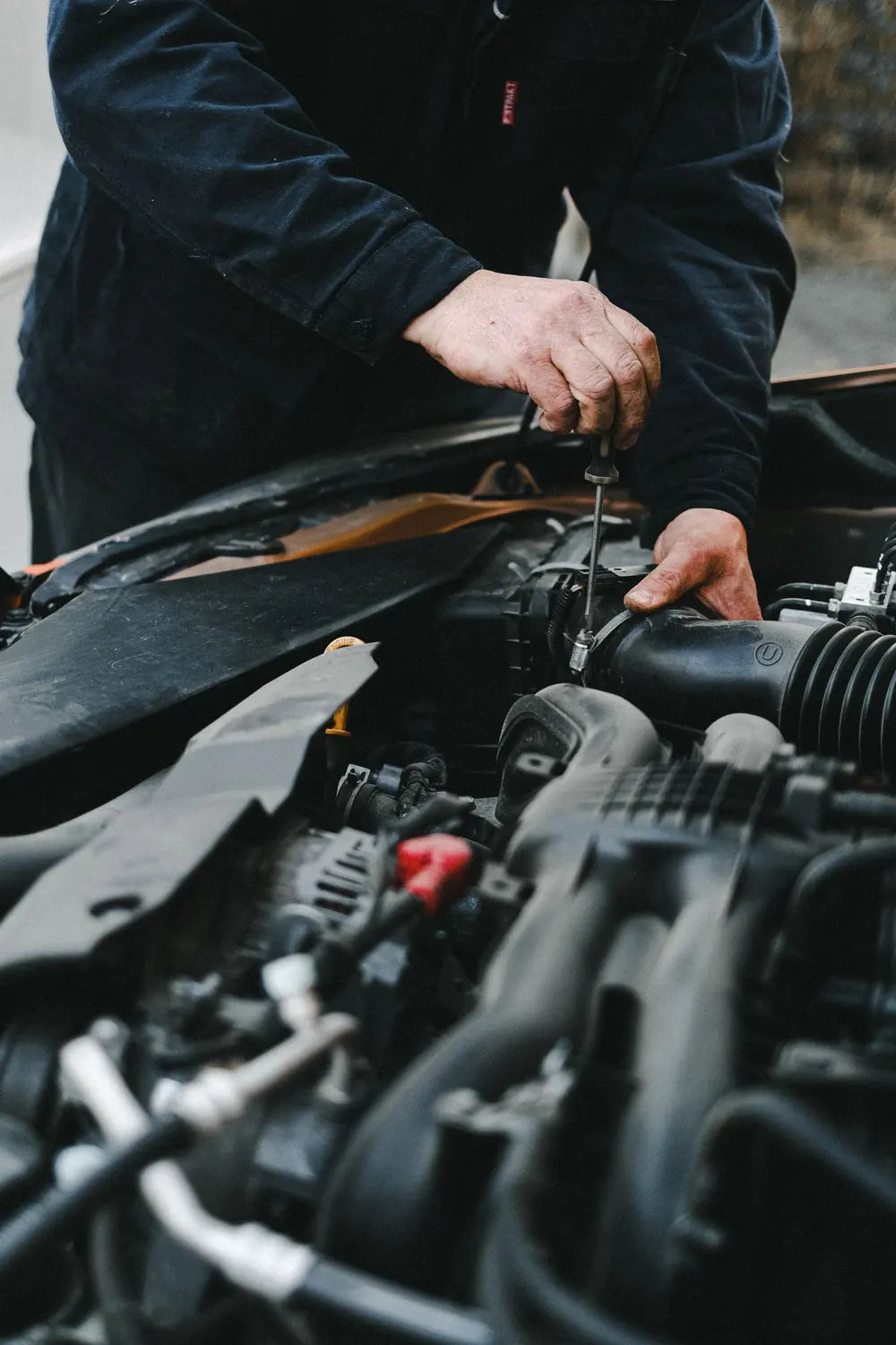 Close-up of a car engine bay