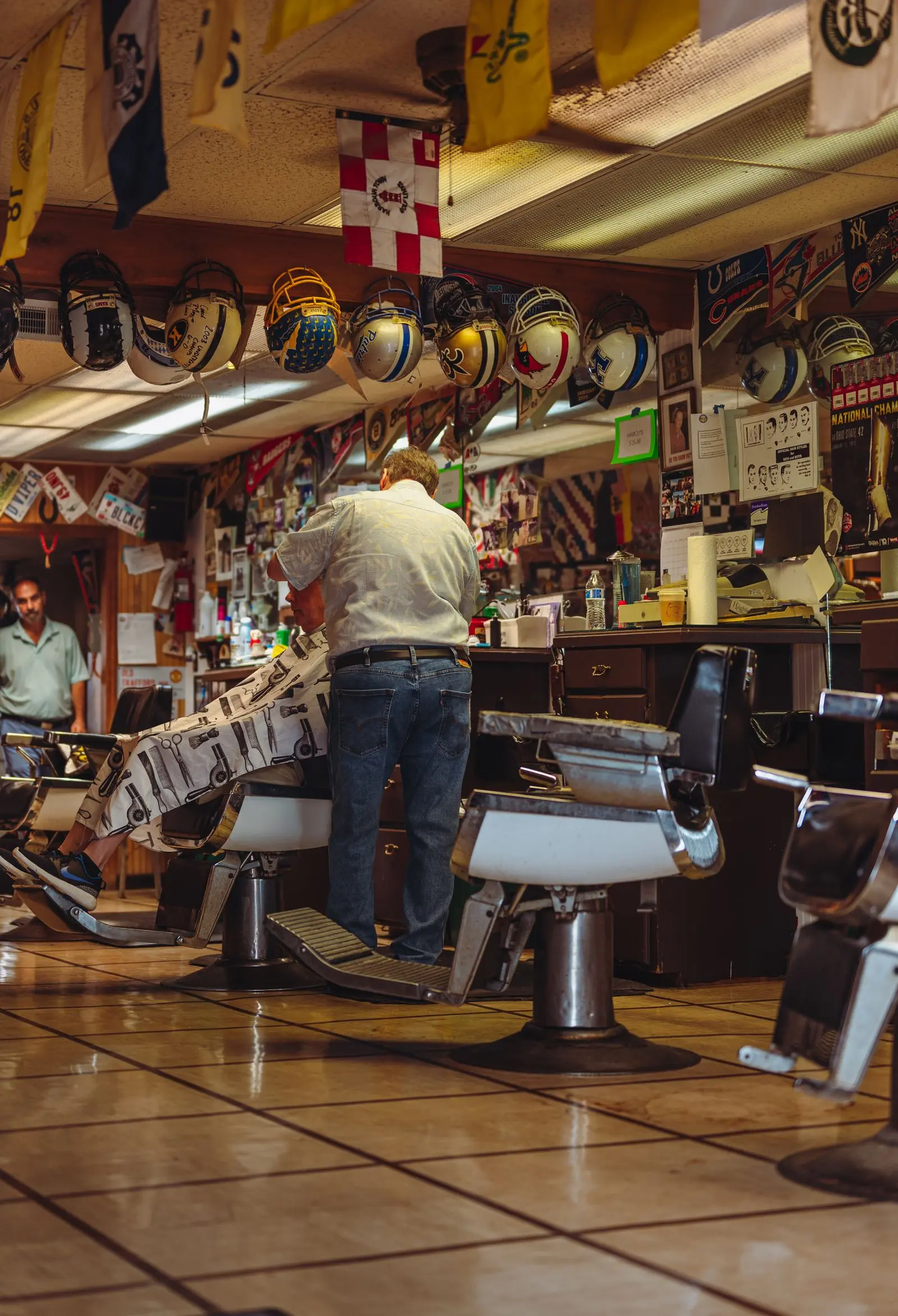 Classic barber shop interior with vintage chairs
