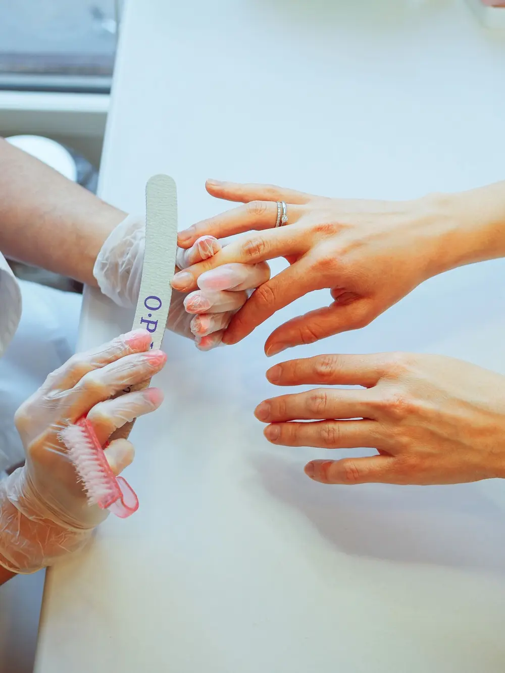Manicure in progress