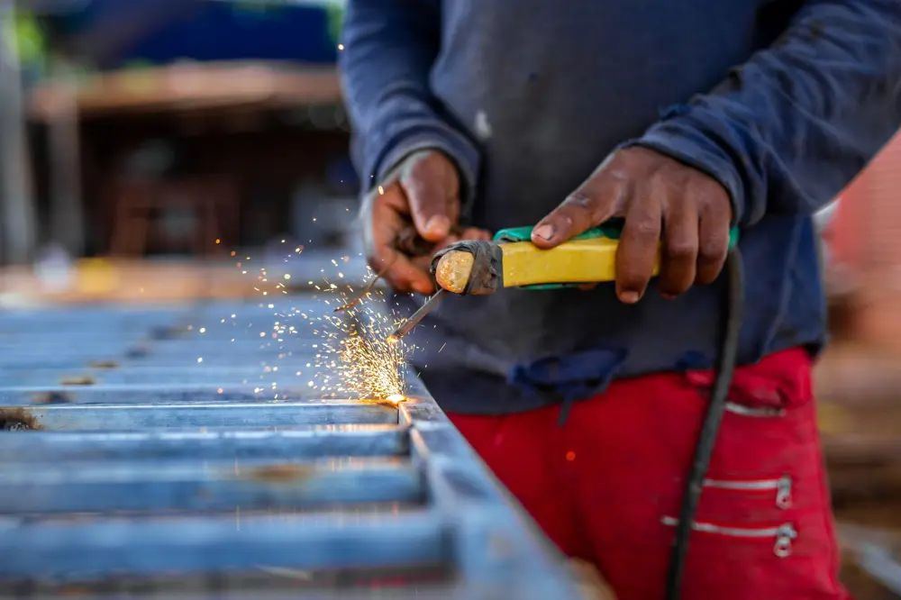 Metal work with sparks