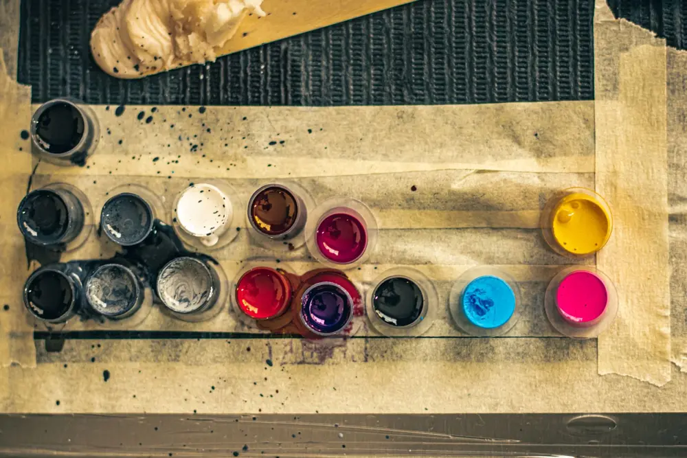 Colorful tattoo ink cups