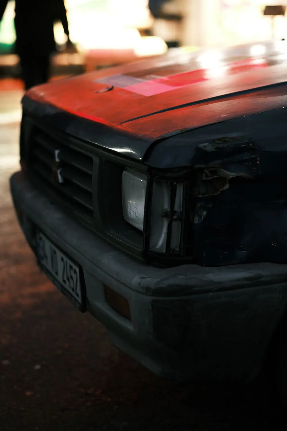Car with front-end collision damage