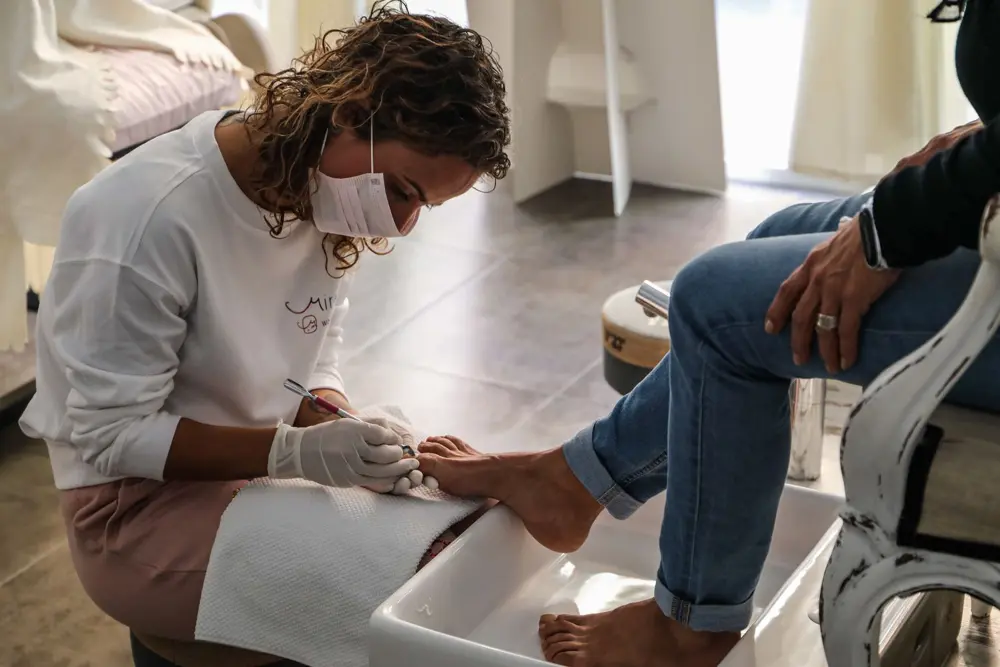 Pedicure in progress